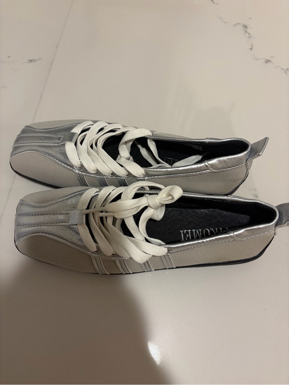 Metallic Silver Lace-Up Women's Sneakers